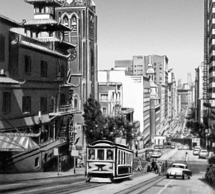 Сан-Франциско. Канатная дорога на Калифорния-авеню («Китайский город»).