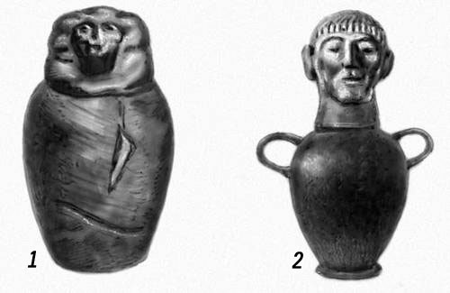 Канопы: 1 — древнеегипетская; 2 — этрусская.