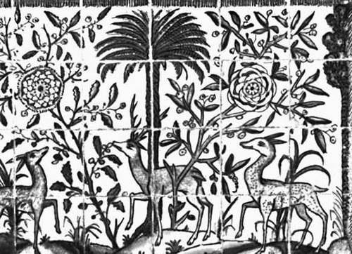 Полихромное панно из азулежу в лузитано-восточном стиле. Рубеж 16—17 вв. Национальный музей старинного искусства. Лисабон.