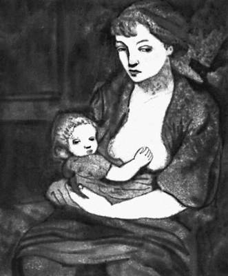 Эстонская ССР. А. Бах. «Мать с ребенком». Акватинта. 1937.