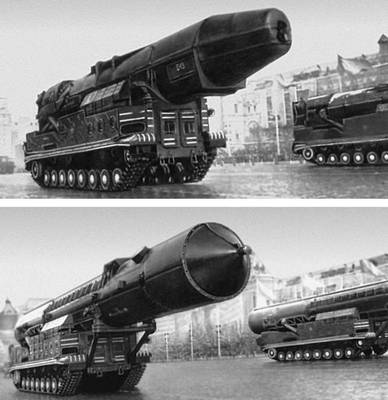 Советские ракеты стратегического назначения на параде.