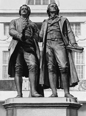 Э. Ричель. Памятник И. В. Гёте и Ф. Шиллеру в Веймаре. Бронза. 1857.