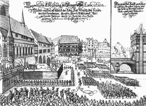 Казнь на Староместской площади в Праге 12 июня 1621 вождей Чешского восстания 1618—20.