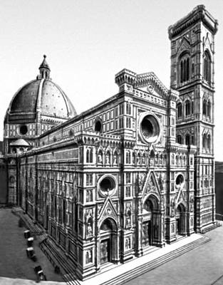 Флоренция. Собор Санта-Мария дель Фьоре. 1296—1467. Архитекторы Арнольфо ди Камбио, Ф. Брунеллески и др. Достройки 1876—83.