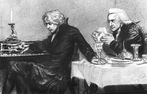 А. С. Пушкин. «Моцарт и Сальери». Илл. М. А. Врубеля (черный карандаш, 1884).