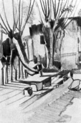 А. Курбанбаев. «Под талом». Тушь. 1968. Музей искусств Каракалпакской АССР. Нукус.