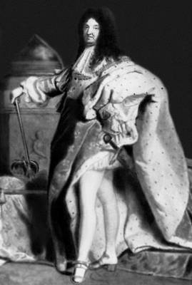 Людовик XIV. Портрет работы Г. Риго (фрагмент). 1701. Лувр. Париж.