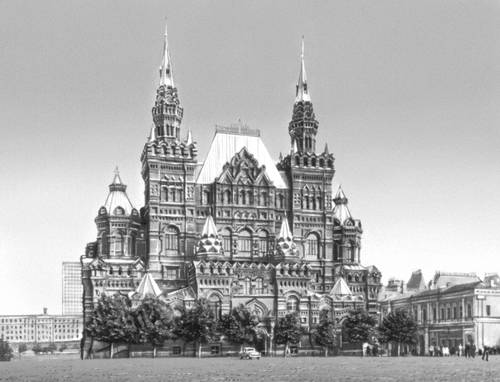 Архитектор В. О. Шервуд, инженер А. А. Семёнов. Исторический музей в Москве. 1875—81.