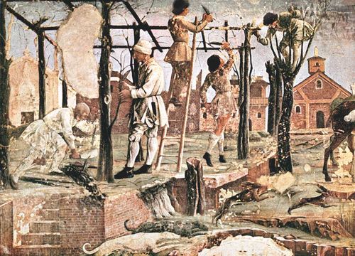 Франческо дель Косса. «Месяц март». Фреска замка Скифаноя в Ферраре. 1469—70. Фрагмент.