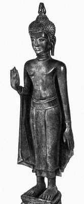 Супанбури. Статуя Будды в стиле школы Утонга. 13—14 вв.