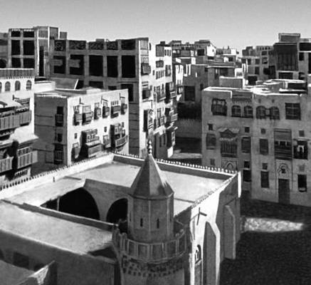 Архитектура Саудовской Аравии: Джидда. Жилые дома. На первом плане — мечеть.