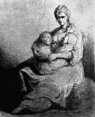 М. Плоньский. «Материнство». Около 1805—1810. Рисунок. Национальный музей. Варшава.