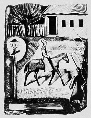 Фронтиспис В. А. Фаворского к книге С. Д. Спасского «Новгородская ночь». 1932.