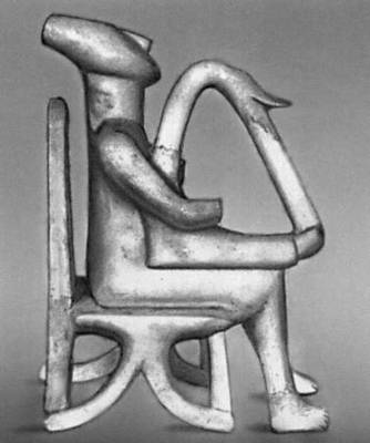 Эгейское искусство. «Кифарист». Кикладский идол. Мрамор. Около 2000 до н. э. Национальный археологический музей, Афины.