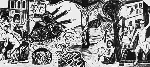 Федеративная Республика Германия. О. Дикс. Фреска «Война и мир». 1960. Ратуша в Зингене. Фрагмент.