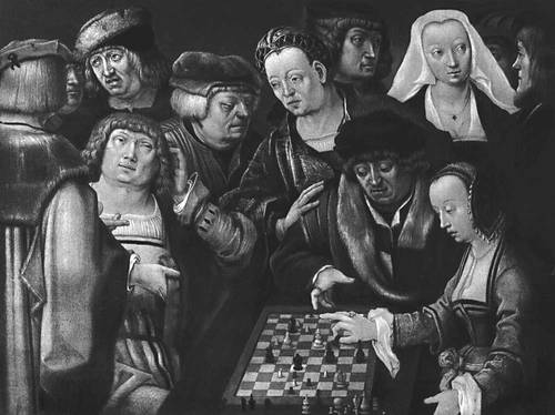 Лука Лейденский. «Игра в шахматы». Около 1508—10. Картинная галерея. Берлин-Далем.
