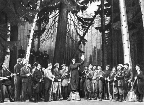 Сцена из оперы «Певец свободы» Э. А. Каппа. Театр оперы и балета «Эстония». Таллин. 1950.