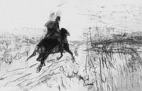 «Пушкин на прогулке». Рисунок В. Серова. 1899.