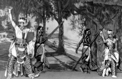 Сцена из представления ваянг-оранг по эпосу «Рамаяна». Труппа г. Суракарта.
