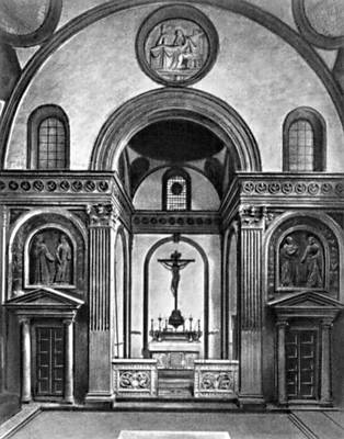 Ф. Брунеллески. Старая сакристия церкви Сан-Лоренцо во Флоренции. Окончена в 1428. Интерьер.