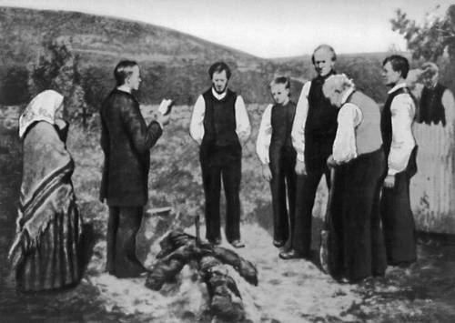 Э. Т. Вереншёлль. «Крестьянские похороны». 1885. Национальная галерея. Осло.