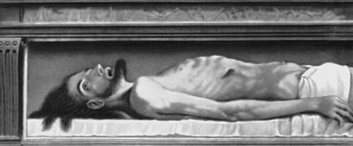 Хольбейн. «Мертвый Христос». 1521. Публичное художественное собрание. Базель. Фрагмент.