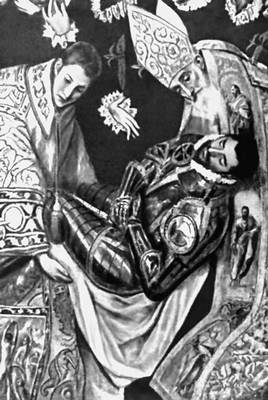 Эль Греко. «Погребение графа Оргаса». 1586—88. Церковь Санто-Томе. Толедо. Фрагмент.