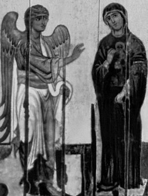 «Устюжское благовещение». Икона. Между 1119 и 1130. Третьяковская галерея. Москва.