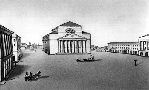 Большой и Малый театры в Москве. 1827.