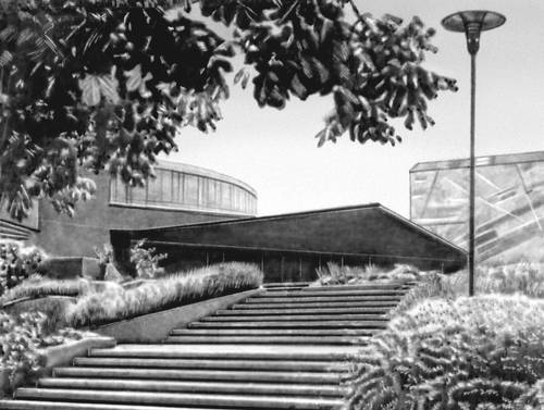 Штутгарт. Концертный зал Лидерхалле. 1956. Архитекторы А. Абель и Р. Гутброд.