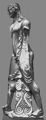 Вулка (культура этрусков; Италия). Статуя Аполлона из Вей. Глина. Около 500 до н. э.Музей Виллы Джулия. Рим.