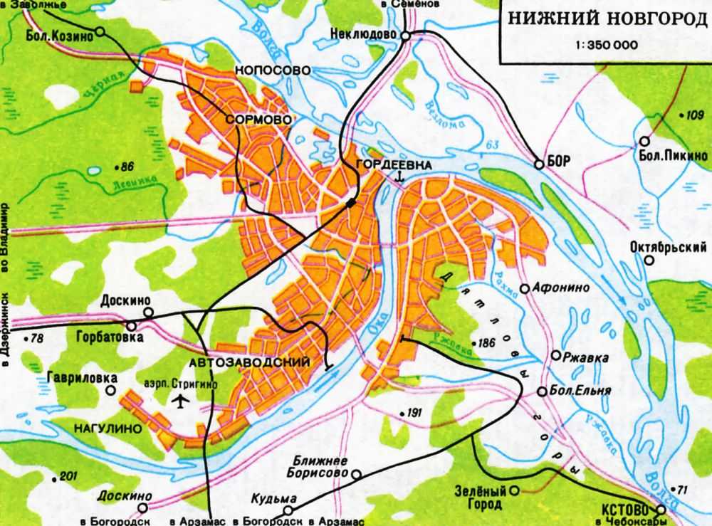 Карта центра н новгорода