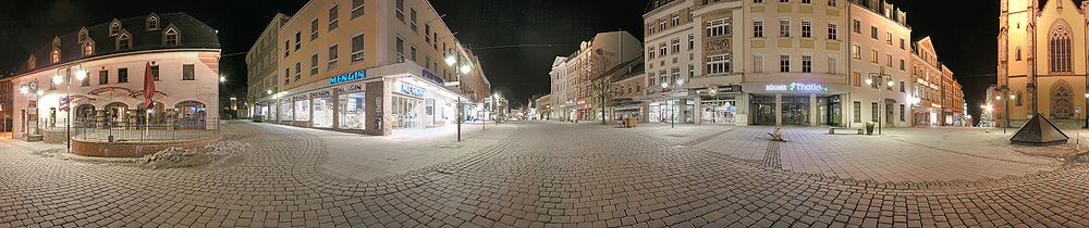 Hof - Fußgängerzone am Abend