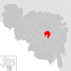 Lage der Gemeinde Grafenbach-St. Valentin im Bezirk Neunkirchen (anklickbare Karte)