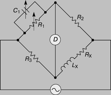 Рис. 3. ИЗМЕРИТЕЛЬНЫЙ МОСТ МАКСВЕЛЛА - ВИНА для сравнения параметров эталонных катушек индуктивности (L) и конденсаторов (C).
