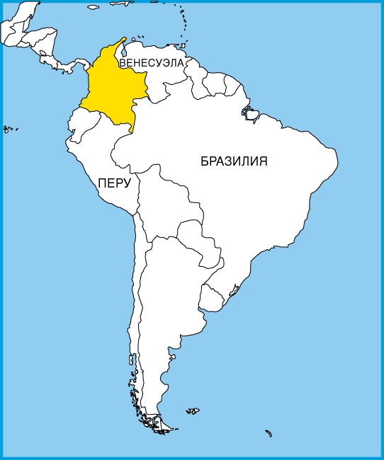 На карте Южной Америки 