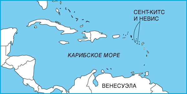На карте Вест-Индии