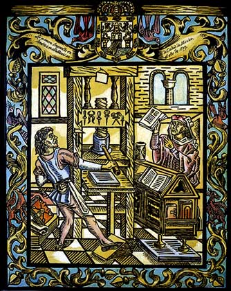 КНИГОПЕЧАТАНИЕ В АМЕРИКЕ. Первая печатная машина в Америке, изображенная художником 16 в., была сооружена в Мехико в 1539.