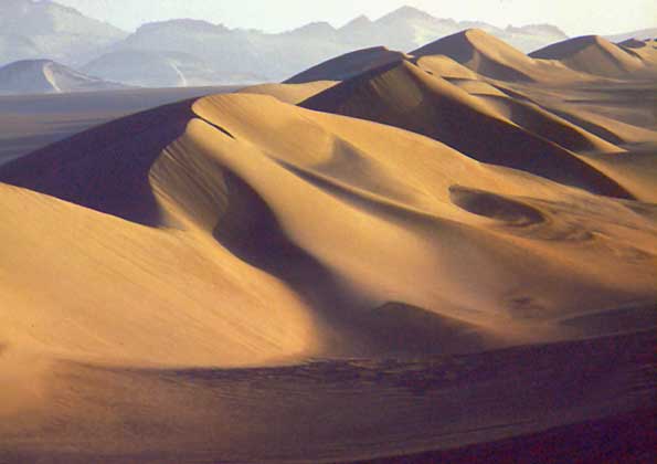 ПЕСЧАНЫЕ ДЮНЫ, сформировавшиеся в Сахаре под воздействием сильного пассатного ветра харматан.