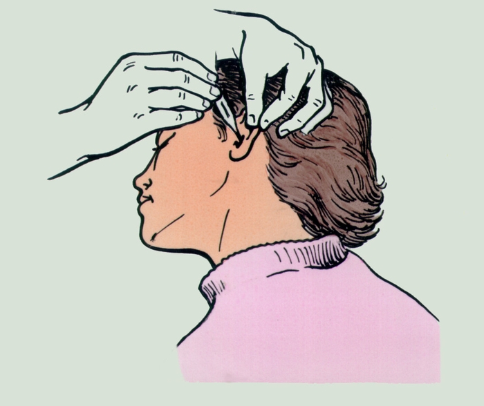 Процедура закапывания в ухо
