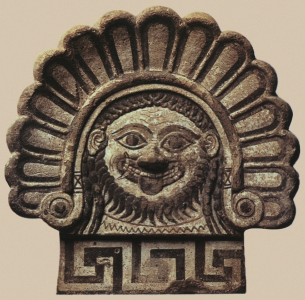 Этрусский антефикс с изображением головы Медузы Горгоны. Конец VI в. до н. э