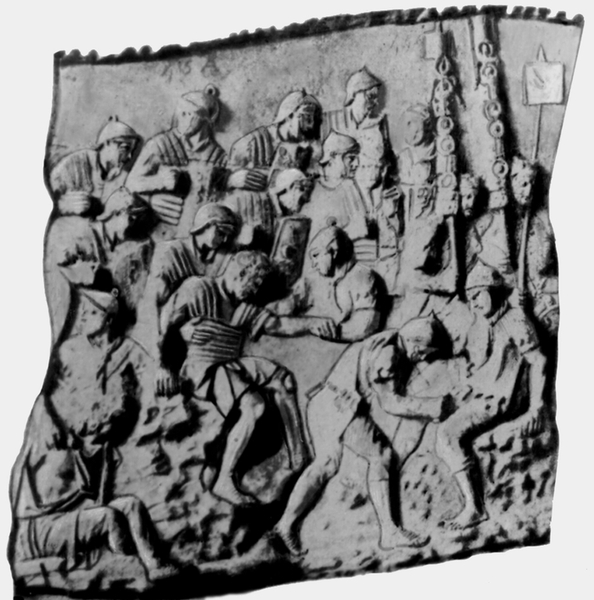 Древнеримский барельеф с изображением хирургов, оказывающих помощь воинам