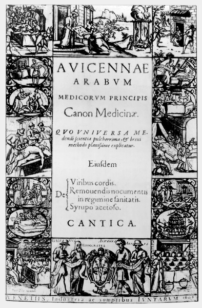 Титульный лист книги Авиценны Canon Medicinae. Венеция, 1608