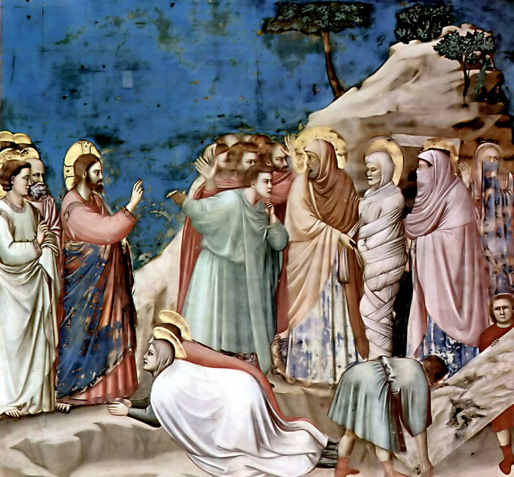 Джотто ди Бондоне.  Цикл фресок капеллы дель Арена в Падуе (капелла Скровеньи). Воскрешение Лазаря. 1304-1306 гг.