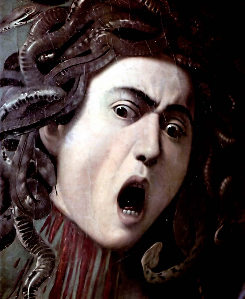Микеланджело Меризи де Караваджо.    Голова Медузы. Деталь.  1595-1596 гг.