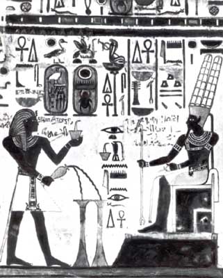 Фараон совершает возлияние Амону.