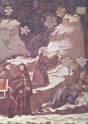 Св. Франциск извлекает воду из скалы.