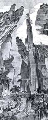 Китайское изображение мифологизированных гор.