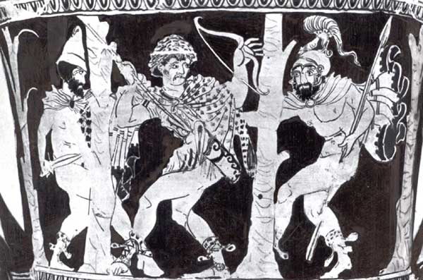 Одиссей и Диомед захватывают в плен троянского лазутчика Долона.