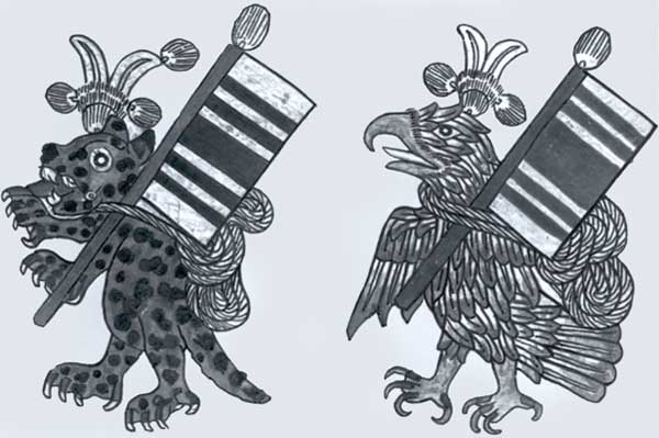 Ацтекские символические изображения орла и ягуара.